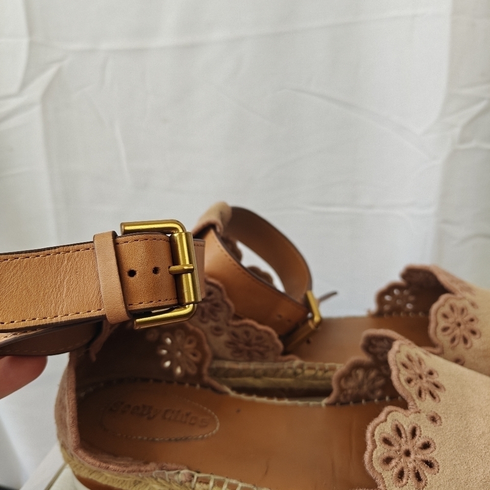 See by Chloe Scalloped Espadrilles In Blush Pink Size EU 37 US 7 Women's - Picture 8 of 16